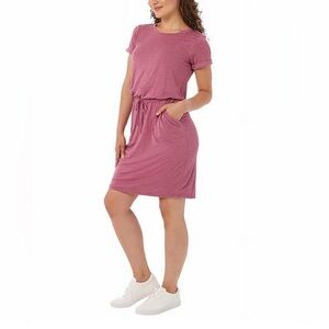32 Cool Mauve Pink Lightweight Sporty Dress w/ Pockets & Elastic Waist- size M